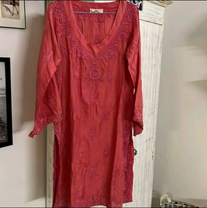 Neemrana Cotton silk Lucknow Chikenkari kurti