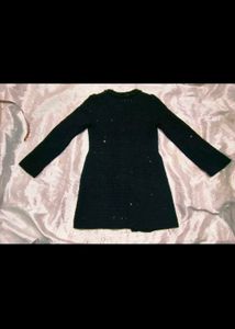 Elegant Black Tweed Jacket coat