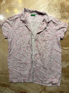 Pink Floral Print Short Sleeve Shirt