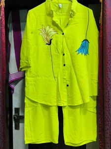 Vibrant Yellow Embroidery cord set