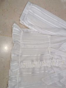 White Sheer Ruffle Blouse