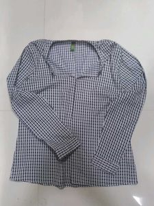 Checked Long Sleeve Top