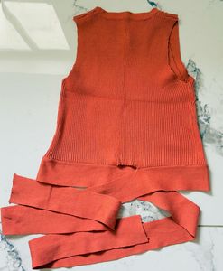 Orange Ribbed Knit Co-ord Set