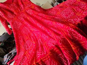 Tomato Colour Long Flair Gown