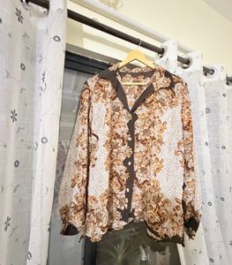 Vintage Floral Print Button-Up Shirt