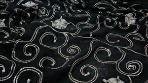 Price Drop. Elegant Black Saree with Sequin Swirl