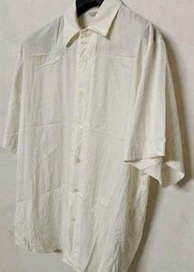 Men's Off White Short Sleeve Button-Up Shirt