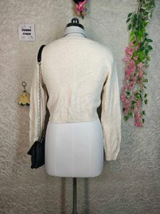 Cream Knit Cropped Sweater
