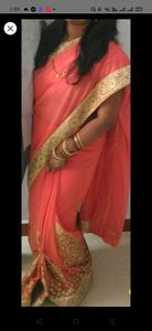shimmer saree, light Orange