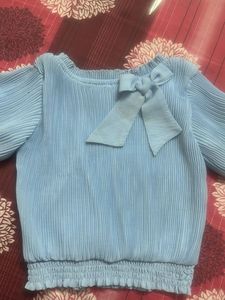 Chic Baby Blue Bow Top