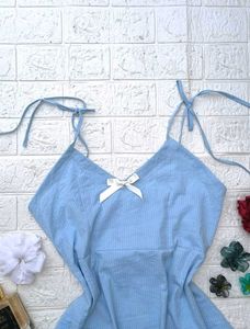 Cute Blue Summer Dress with Bows