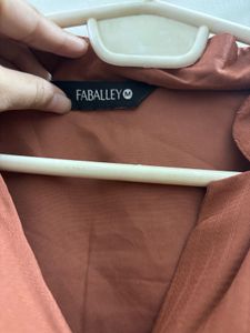 FABALLEY Elegant Rust Colored Wrap Dress