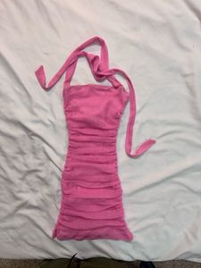 Pink Ruched Mini Dress
