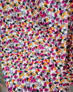Chic Floral Print Top with Embellished Neckline