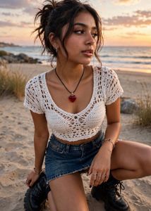 ⭐❤️ BEACHY STARFISH &amp; RED GLASS HEART NECKLACE SET
