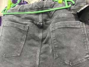 Charcoal Acid-Wash Wide-Leg Trousers