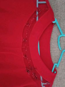 Vibrant Red Embellished Top for winter / autumn se