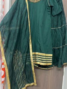 Elegant Green &amp; Gold Sharara Suit