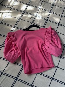 Pink Puff Sleeve Top