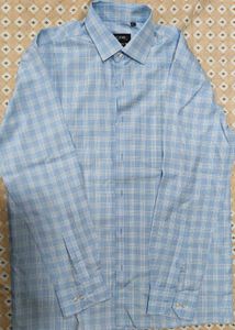 Men's Light Blue Plaid Dress Shirt