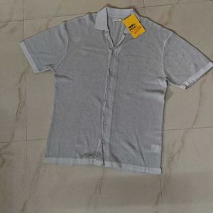Bewakoof Men's Grey Textured Oversized Shirt