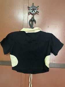 Black &amp; Cream Crop Top
