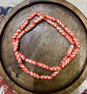 Unique Red & White Beaded Necklace