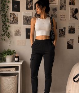 Trendy Black Cargo Joggers for Women