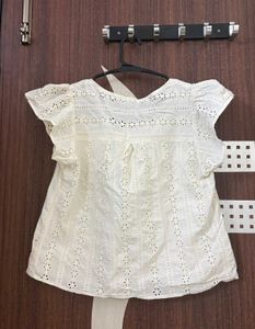 White Eyelet Button-Up Top