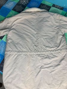 Grey Patched Sherpa Collar Jacket