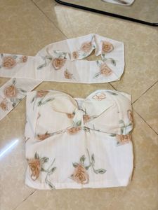 Floral Sweetheart Tube Top with Scarf
