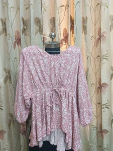 Pink Floral Peplum Top