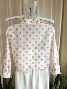 Imported Polka Dot Tie-Front top