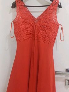 Elegant Red Lace Evening Gown