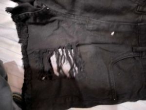 Black Ripped Denim Shorts