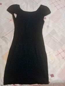 NAVY DARK BLUE Sparkly Black Short Sleeve Dress