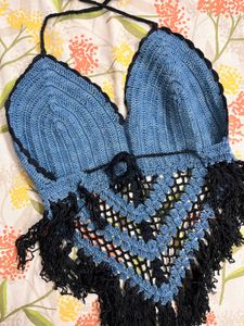 Boho Crochet Fringe Halter Top