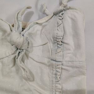 Faded Blue/White Denim Fabric Bodysuit