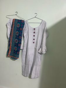 Elegant Grey Kurti with Ruffle Sleeves
