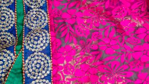 Stunning Pink and Green Embroidered Saree