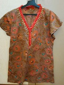 Sequins N Pearl Embellished Tunic/Kurti(42)
