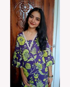 ☆NEW☆Pure cotton Vibrant Purple Floral Kurta💗✨