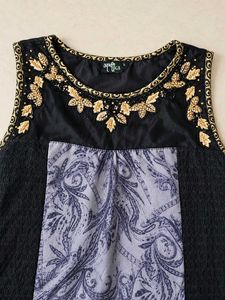 Elegant Black Kurta with Embellished Neckline