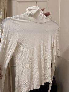 White Turtleneck Long Sleeve Top