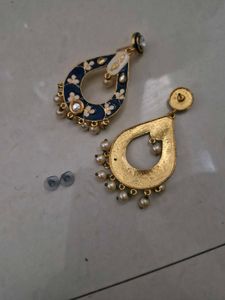 Designer Blue Floral Dangle Earrings