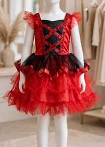 Girls Red & Black Party Dress