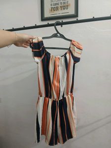 Striped Off-Shoulder Romper