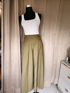 Olive Green Wide-Leg Pants