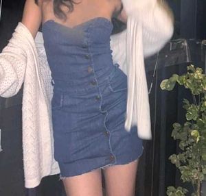 Denim Strapless Mini Dress
