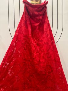 Stunning Red Lace Lehenga Skirt